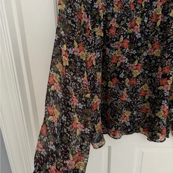 LOFT Floral Blouse - Black, Red, Yellow - Picture 4 of 8